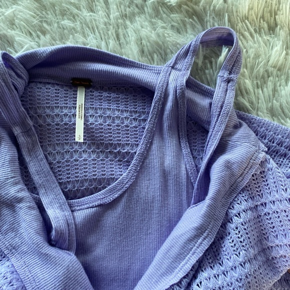 Free People Cold Shoulder Top Sweater Sistine Hacci purple lilac orchid nWT - Picture 7 of 10